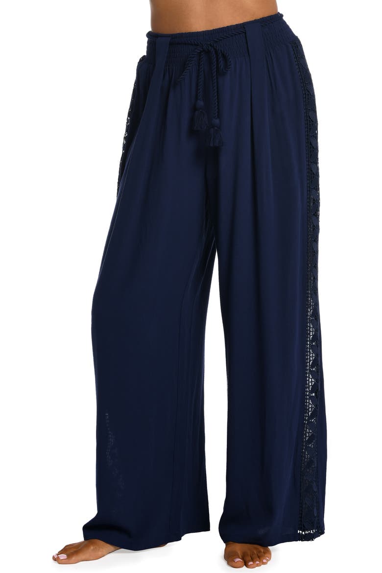 Coastal Crochet Wide Leg Cover-Up Pants, Main, color, INDIGO