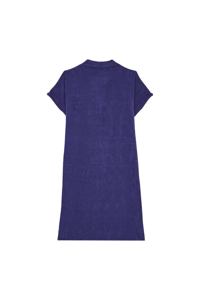 Women's Solid Organic Terry Polo Dress, Alternate, color, MINUIT
