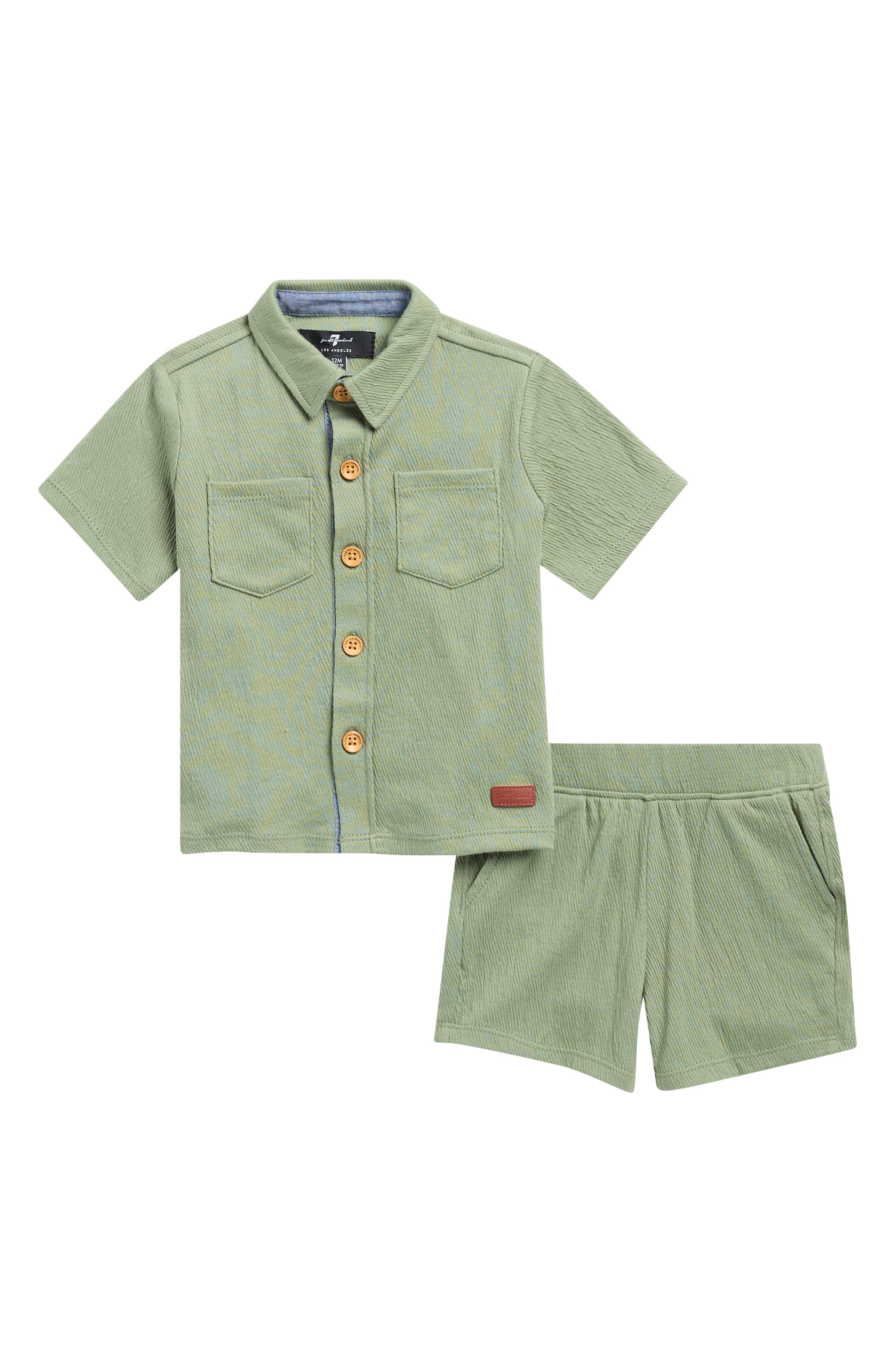 7 For All Mankind Co-Ord Button-Up Shirt & Shorts Set