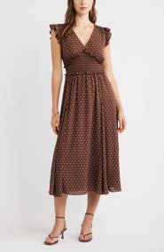 Chelsea28 Smocked Chiffon Midi Dress
