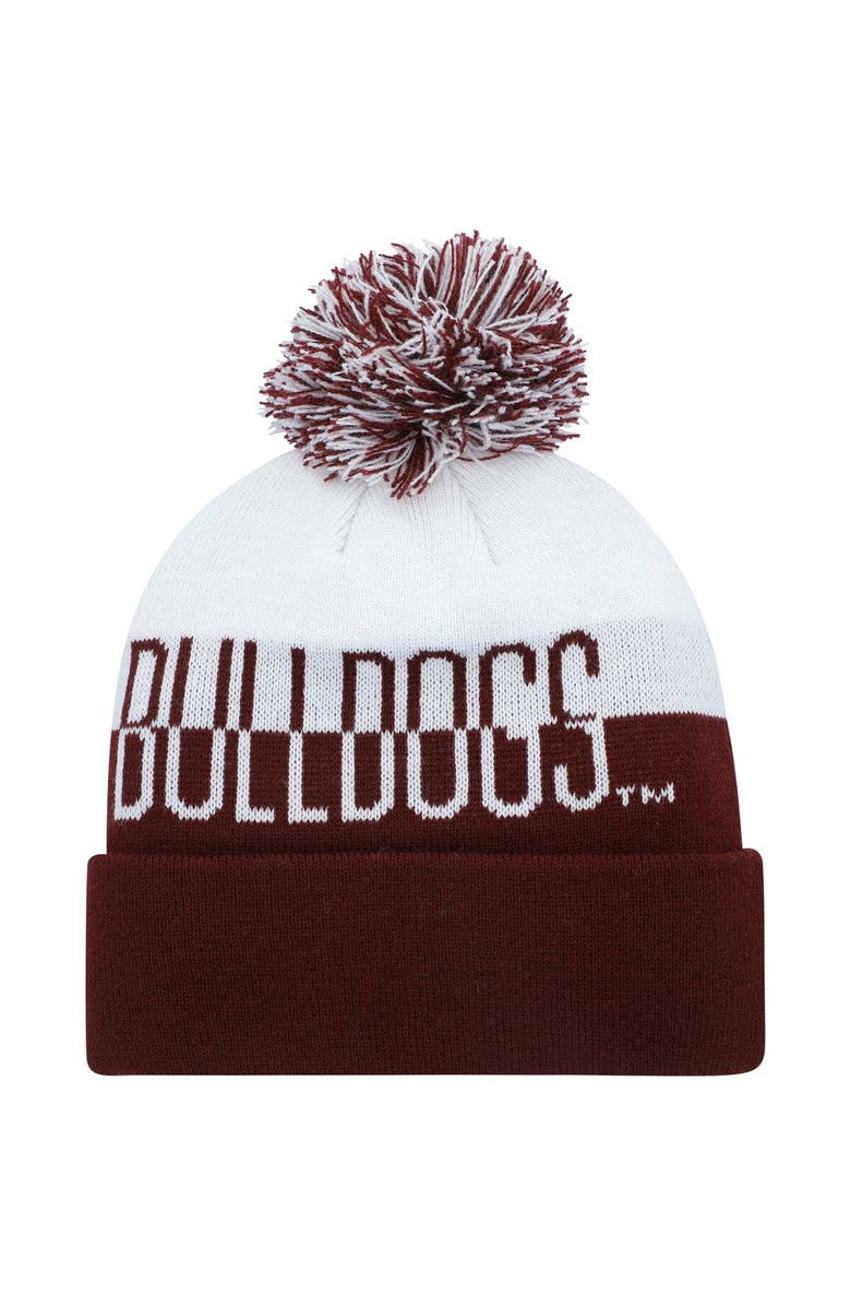 adidas Men's adidas Maroon/White Mississippi State Bulldogs Colorblock Cuffed Knit Hat with Pom, Alternate, color, Maroon