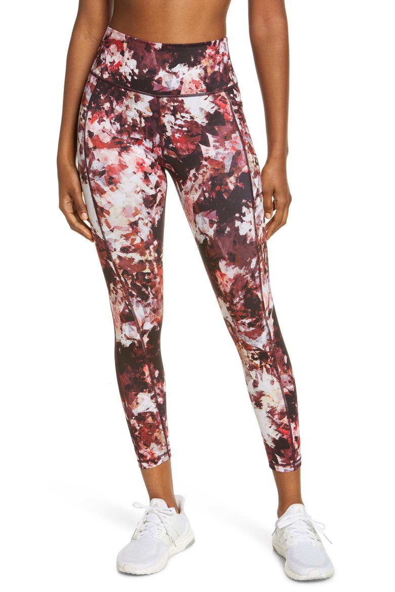 Super Sculpt Pocket 7/8 Leggings, Main, color, PINK TEXTURE PRINT