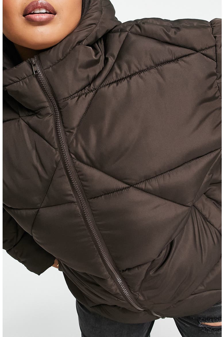 Curve Oversize Quilted Puffer Jacket, Alternate, color, BROWN