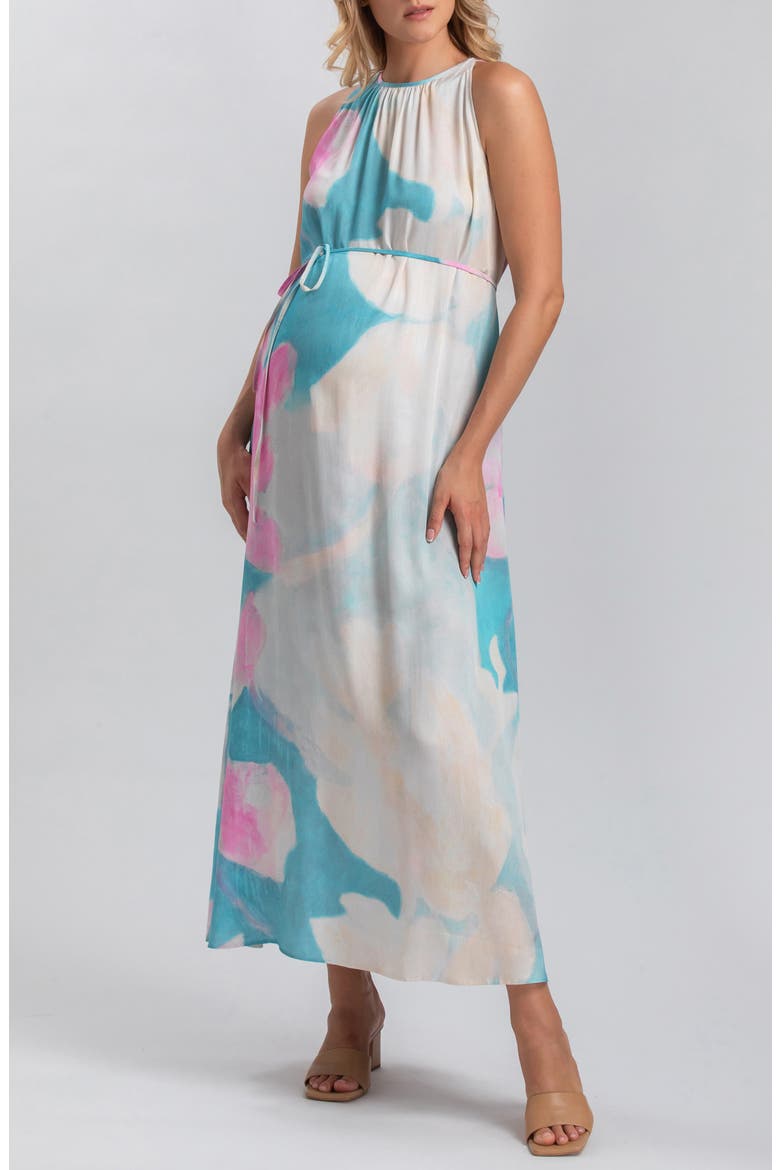 Francesca Floral Maternity Maxi Dress, Alternate, color, BLUE