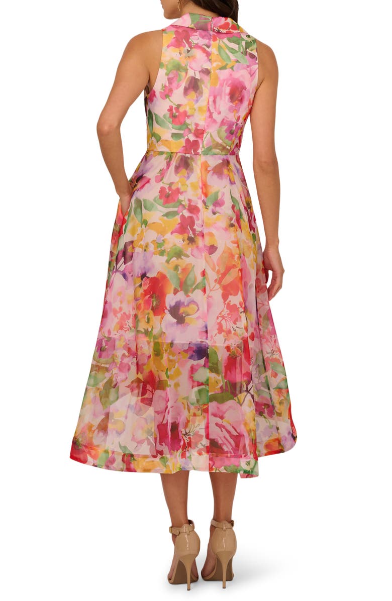 Adrianna Papell Floral High-Low Fit & Flare Dress, Alternate, color, Pink Multi