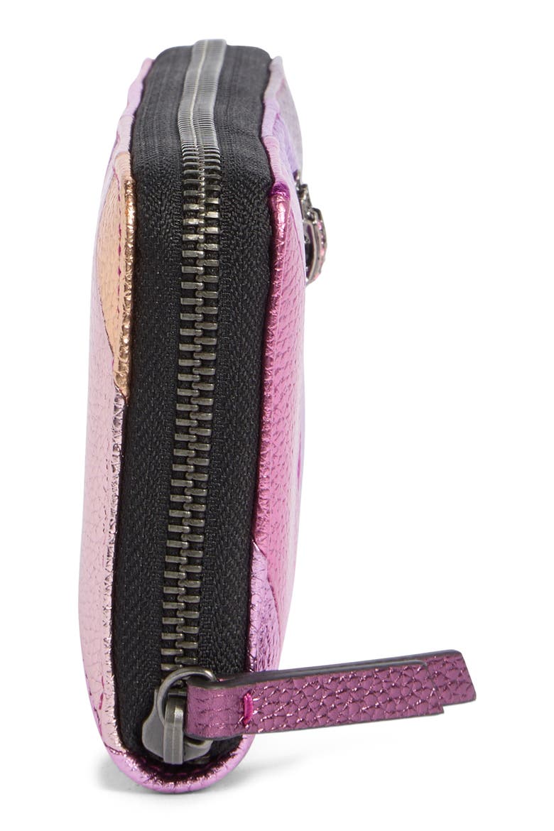 Zip Leather Wallet, Alternate, color, PINK COMB