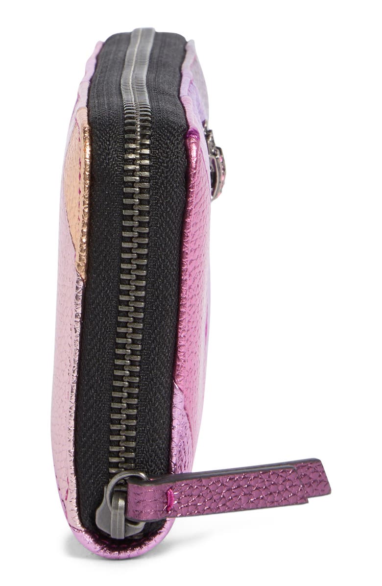 Kurt Geiger London Zip Leather Wallet, Alternate, color, Pink Comb