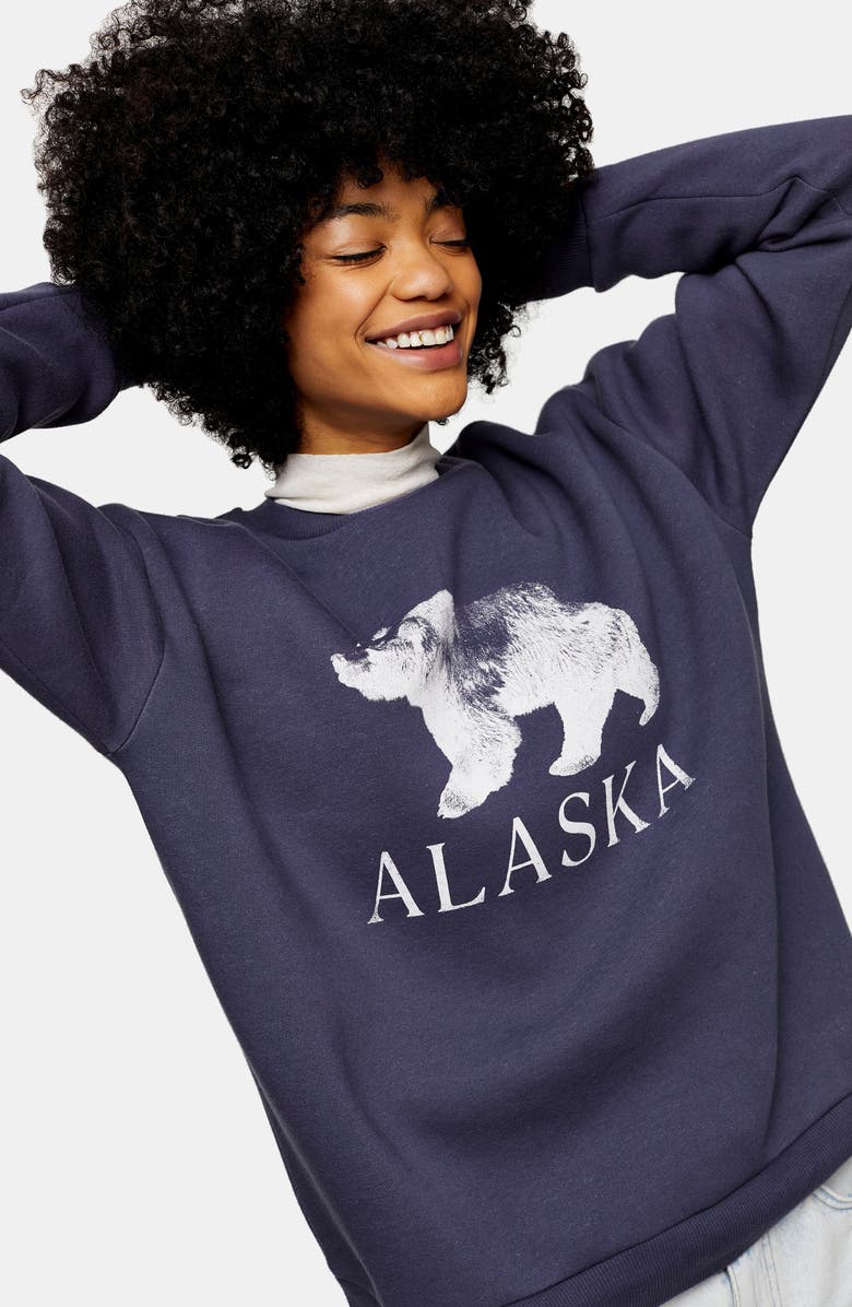 Topshop Alaska Graphic Sweatshirt, Alternate, color, 