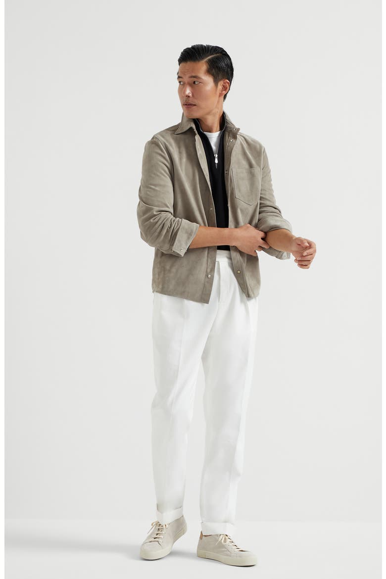Double-face suede overshirt, Alternate, color, Khaki