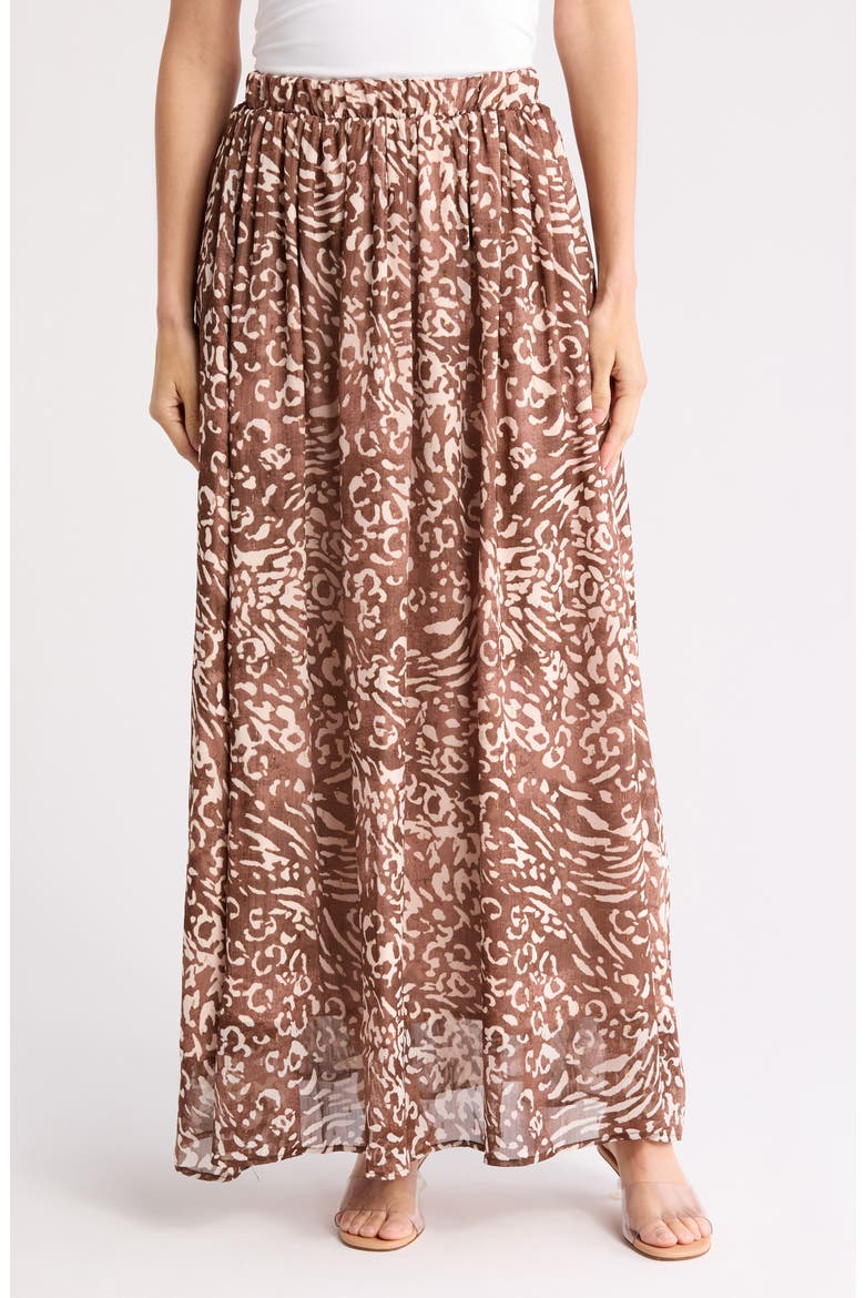 Animal Print Maxi Skirt, Main, color, CHOCOLATE