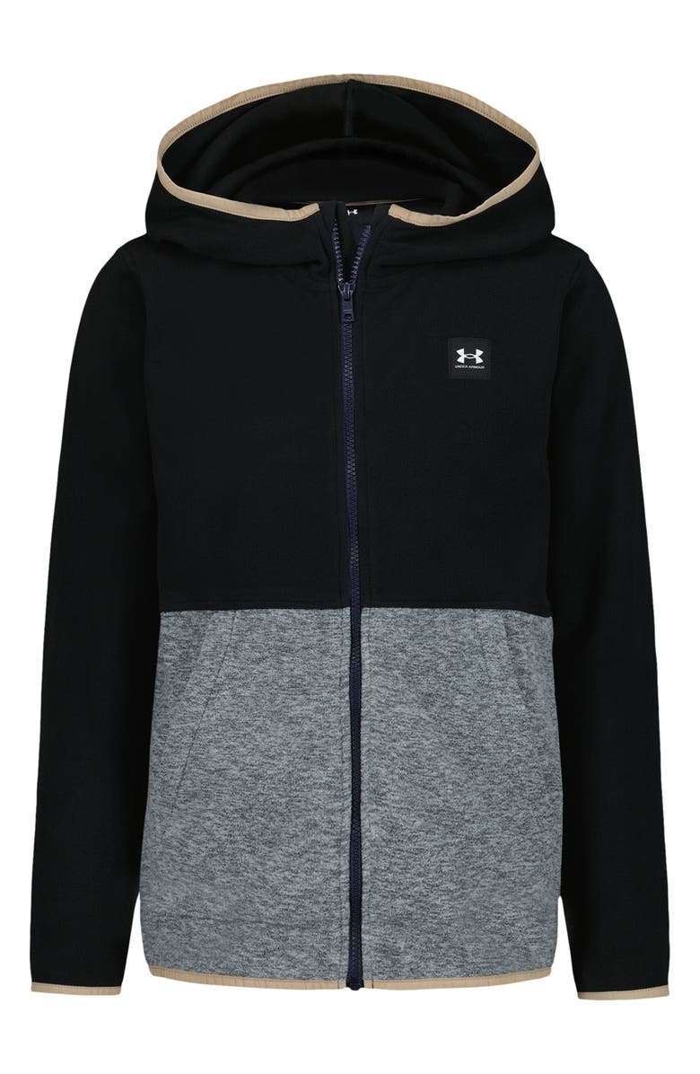 Under Armour Kids' Hundo Fleece Zip-Up Hoodie, Main, color, Black