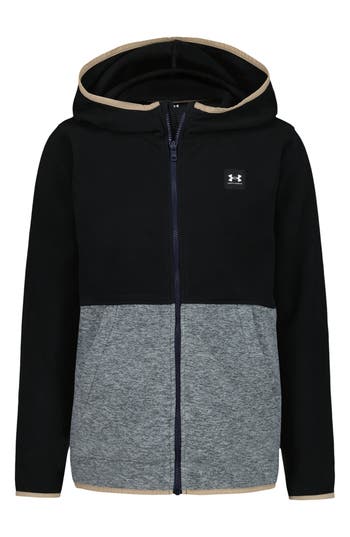 Under Armour Kids' Hundo Fleece Zip-up Hoodie In Black