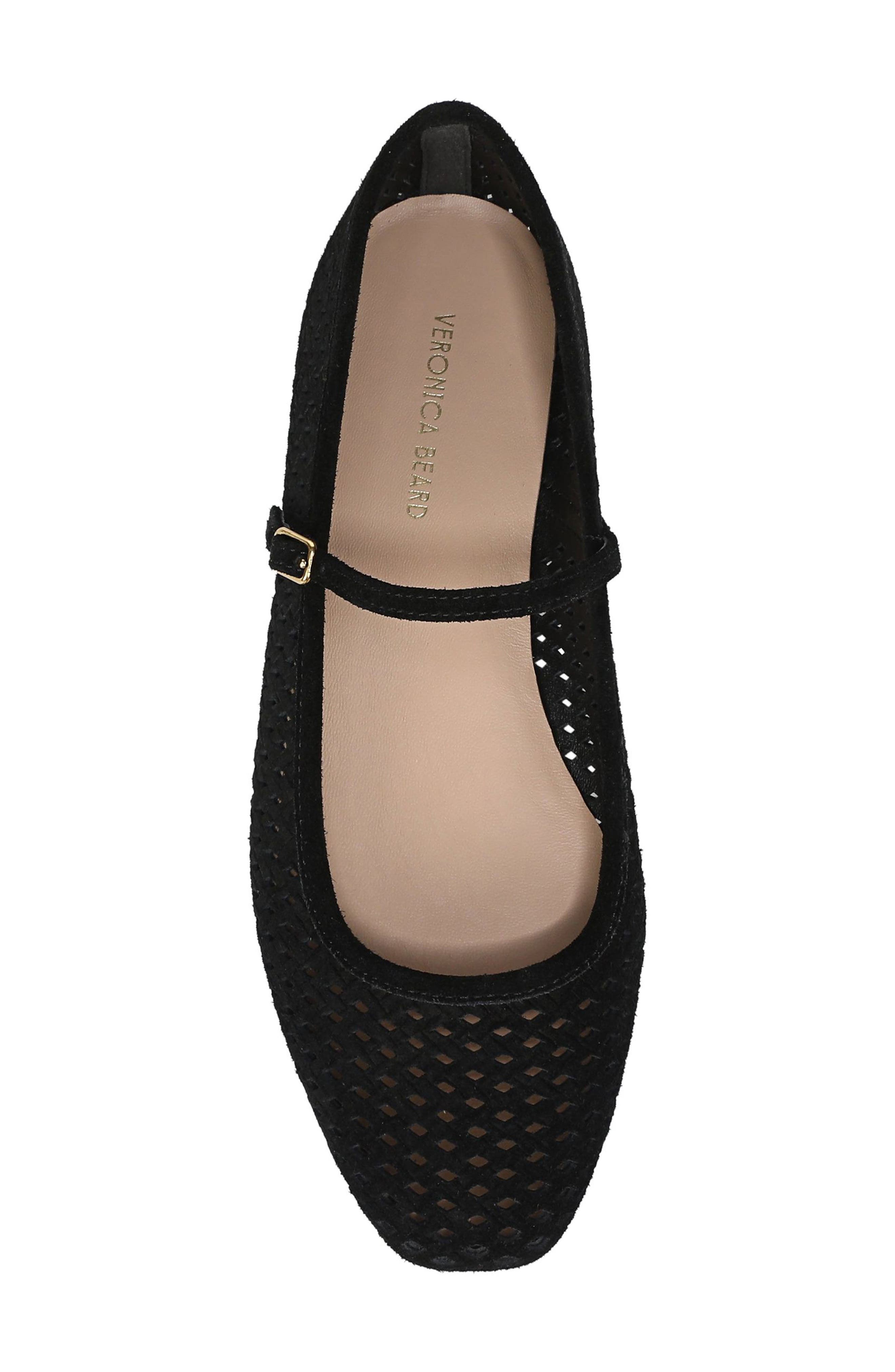 Ellie Perforated Mary Jane Ballet Flat, Alternate, color, BLACK SUEDE