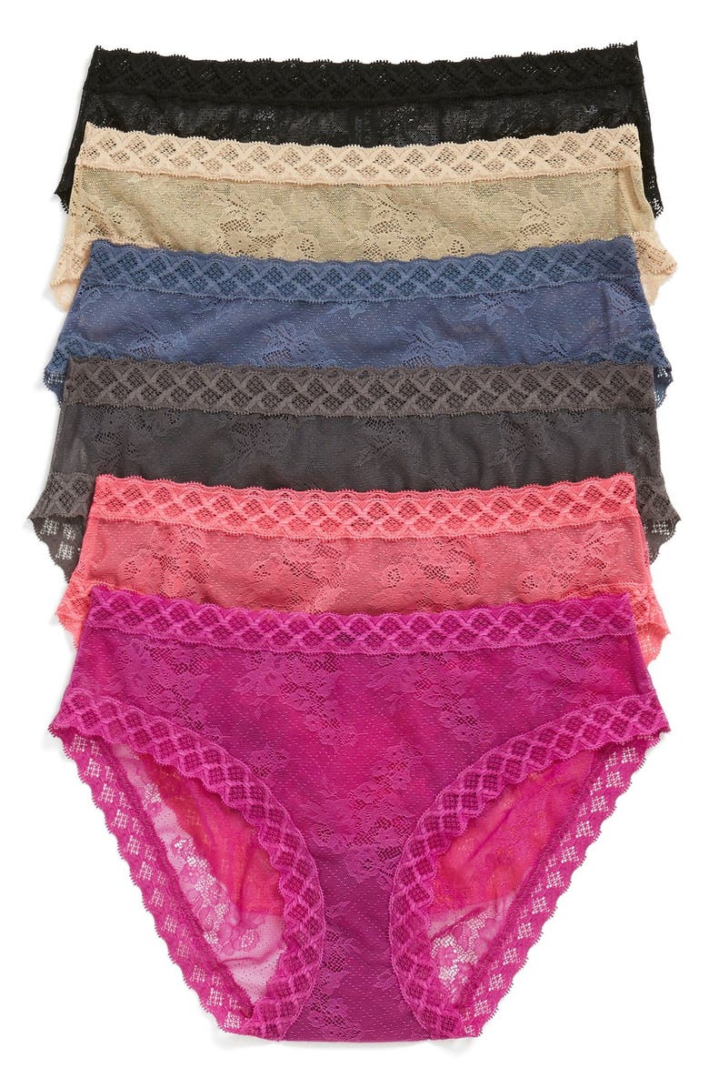 Natori 'Bliss' Lace Bikini, Alternate, color, Black