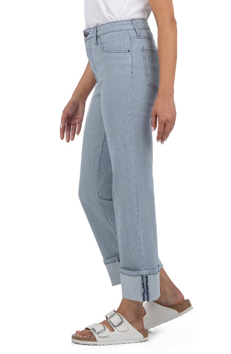 KUT from the Kloth Fay High Waist Cuffed Straight Leg Jeans, Alternate, color, Blue/ White