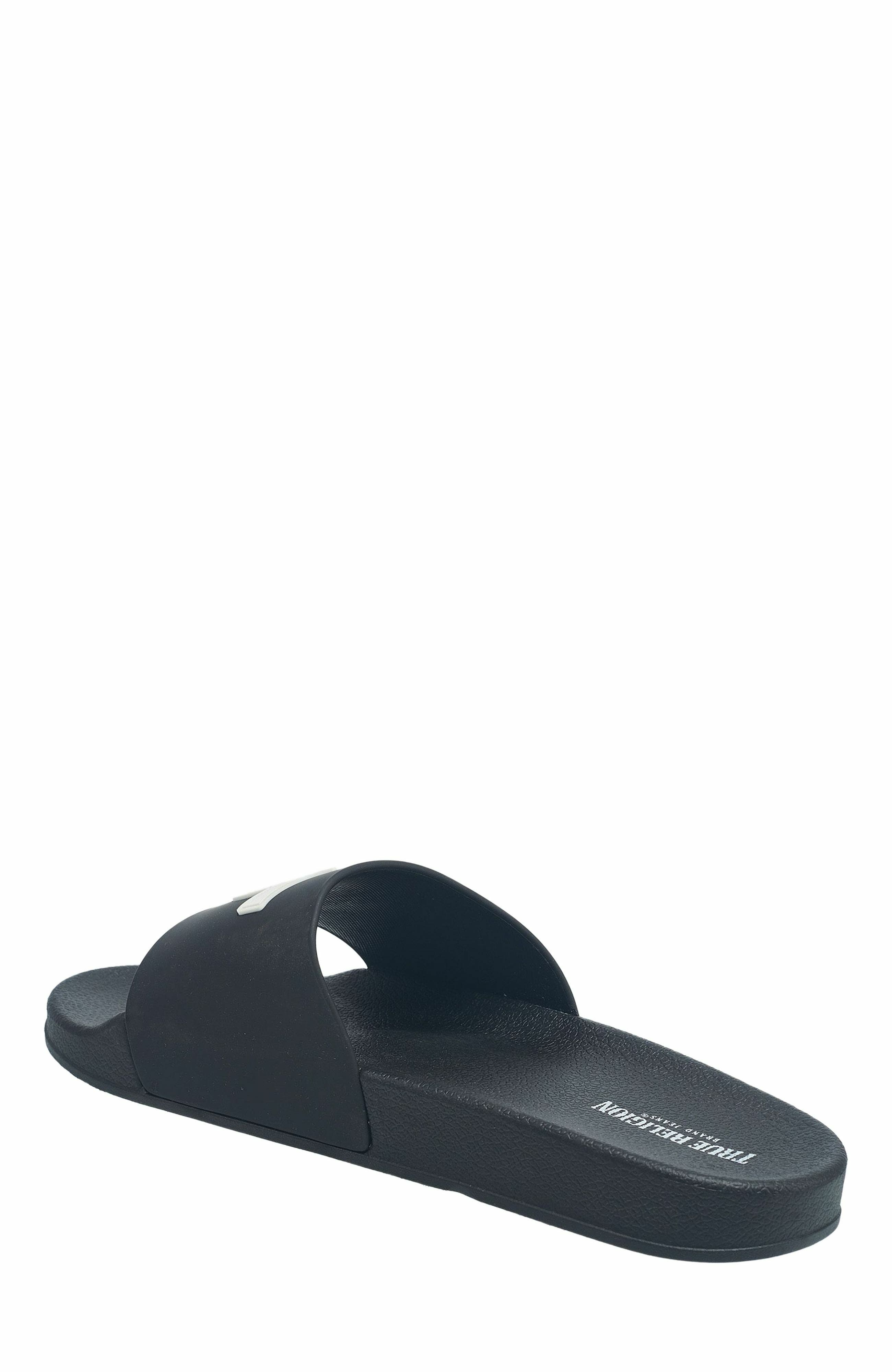 True Religion 112 Logo Slide, Alternate, color, Black