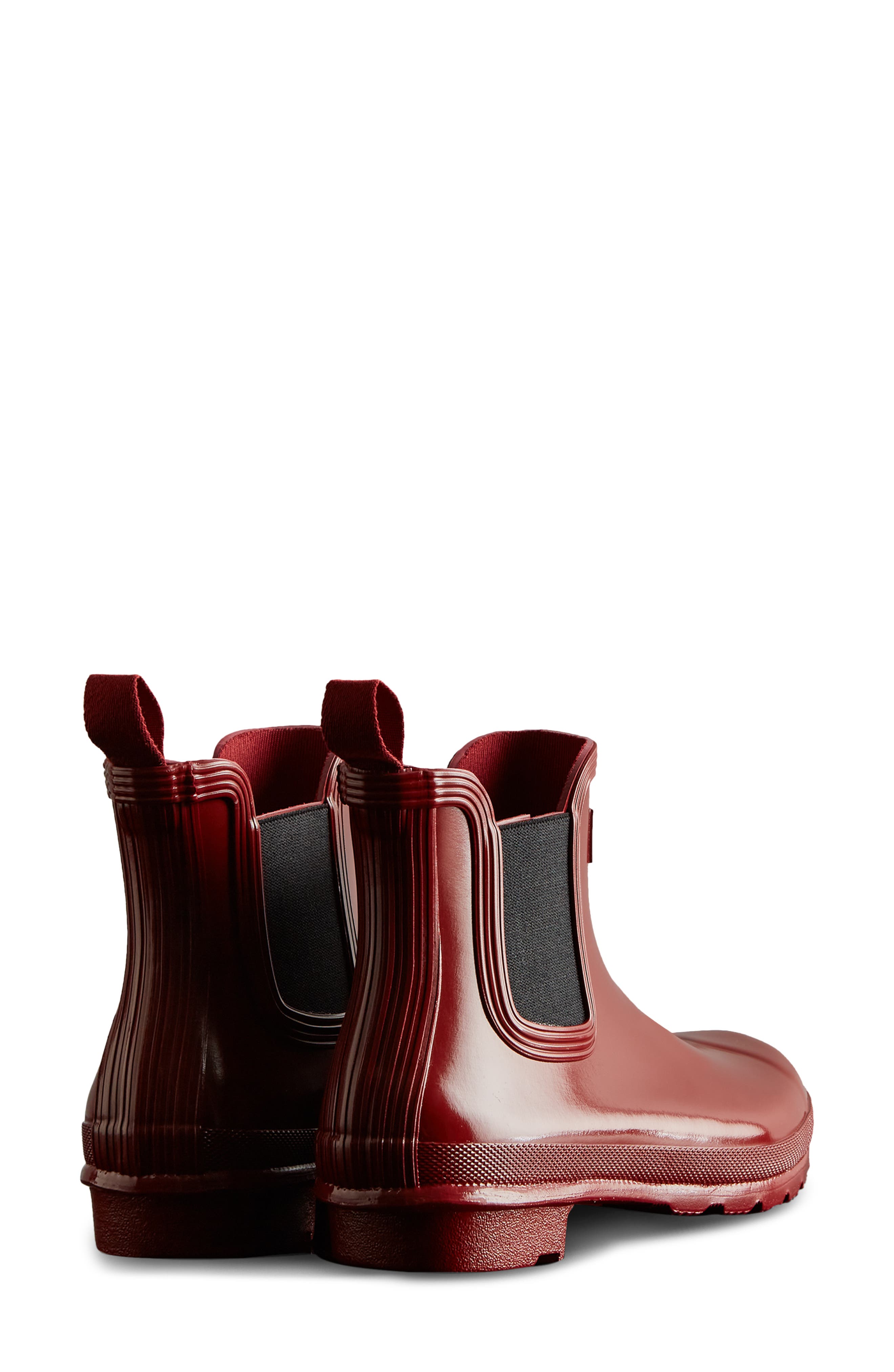 Hunter Original Gloss Waterproof Chelsea Boot, Alternate, color, Fall Red/ Black