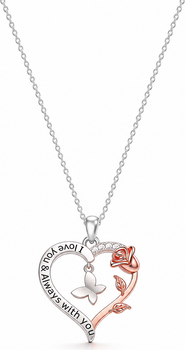 Donatello Gian Two Tone Butterfly And Heart Necklace