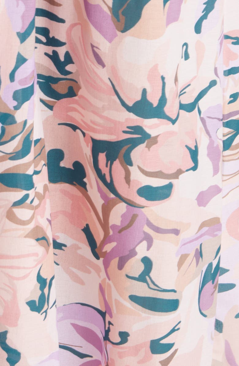 Misook Floral Long Sleeve Crêpe de Chine Dress, Alternate, color, 