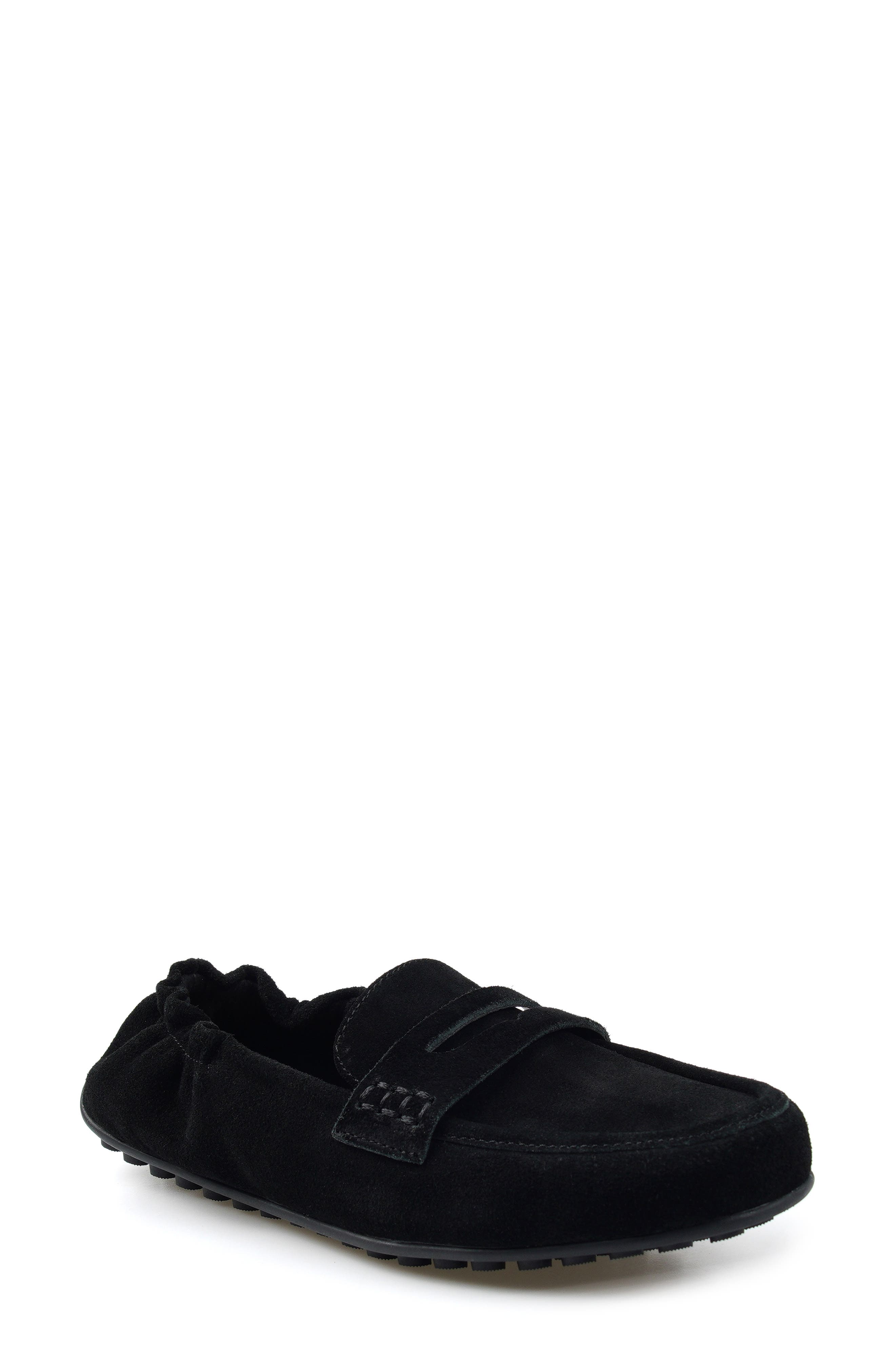 Melodey Leather Loafer, Main, color, BLACK SUEDE