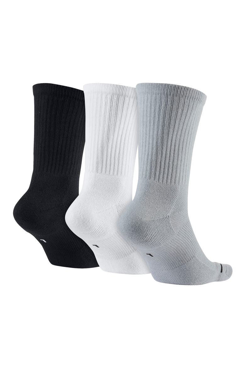 Jordan Everyday Max Assorted 3-Pack Crew Socks, Alternate, color, BLACK/ WHITE/ WOLF GREY