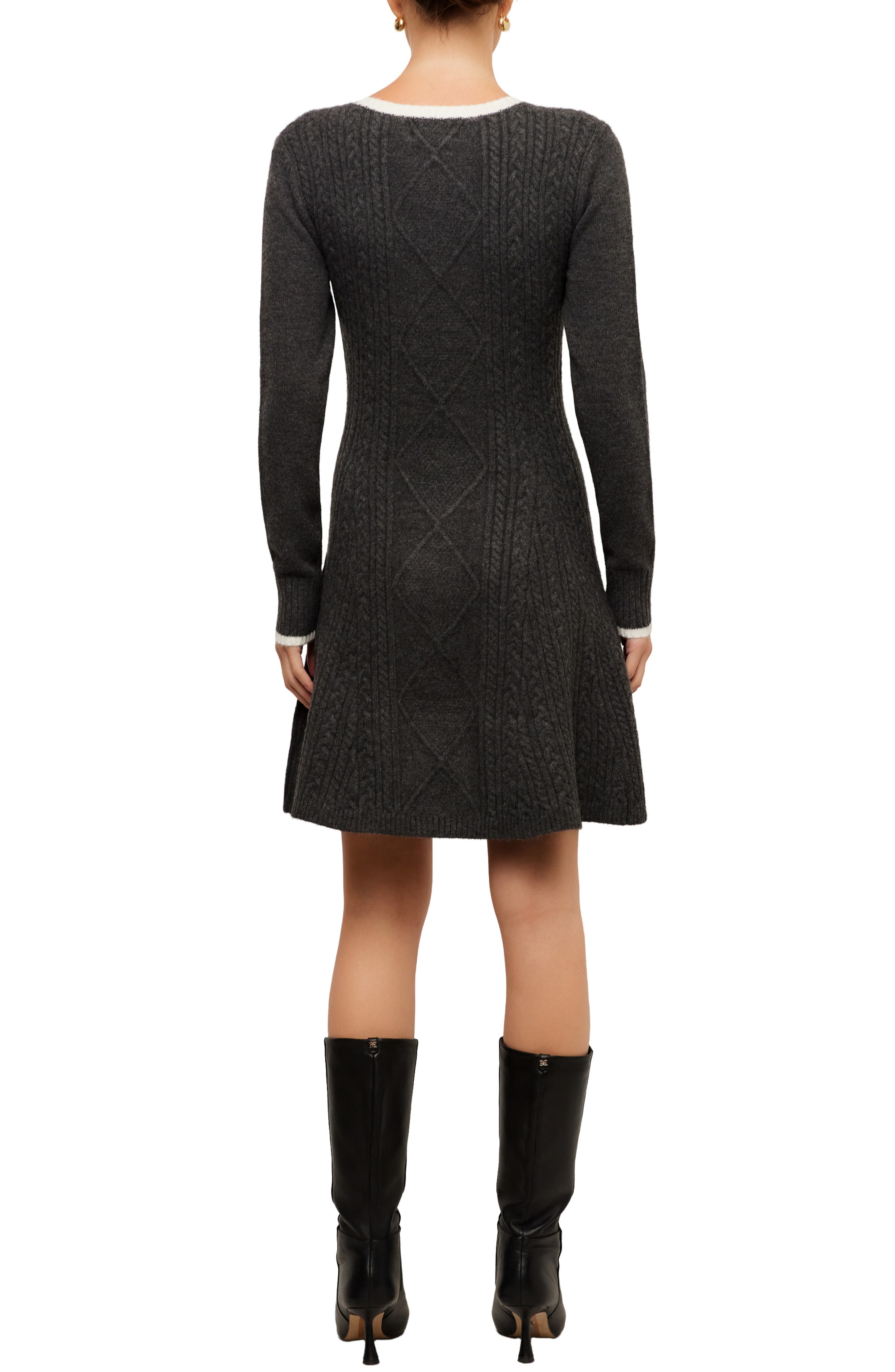 FIFTEEN TWENTY Lucienne Cable Knit A-Line Sweater Dress (Women) | Nordstrom