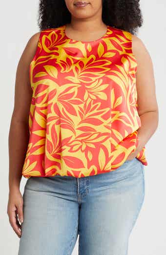 Print Bubble Hem Satin Top