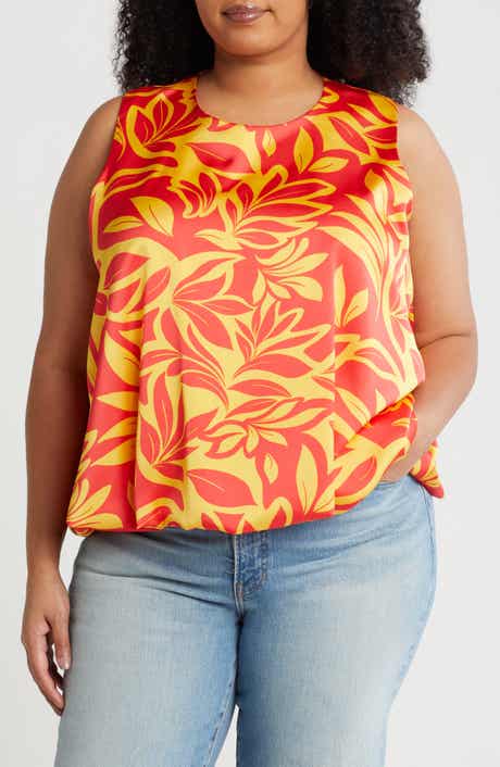Print Bubble Hem Satin Top