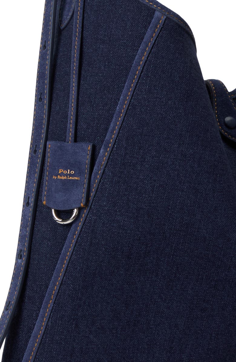 Polo Ralph Lauren Denim Messenger Tote, Alternate, color, Blue