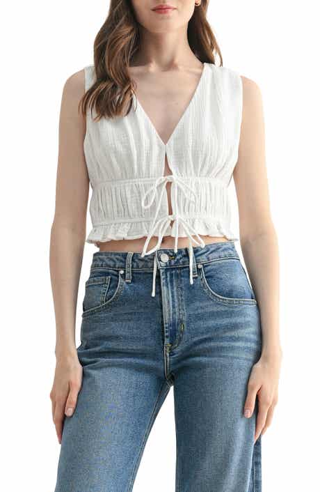 Lush Front Tie Cotton Gauze Crop Tank