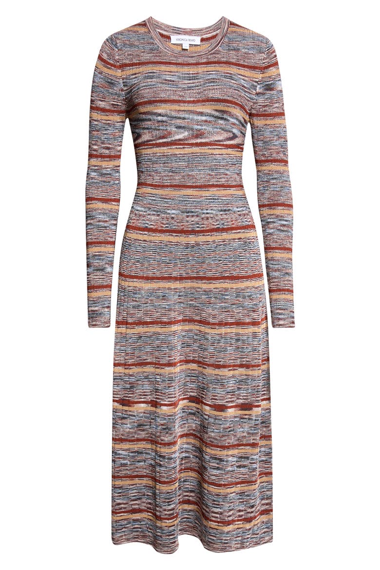 Nami Stripe & Space Dye Long Sleeve Sweater Dress, Main, color, RUST MULTI