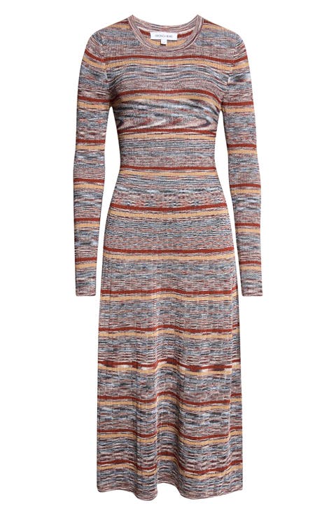 Nami Stripe & Space Dye Long Sleeve Sweater Dress