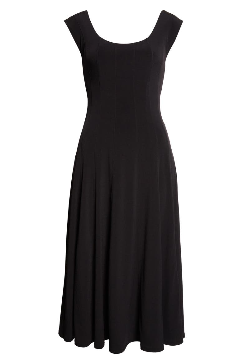 Flared Midi Dress, Alternate, color, BLACK
