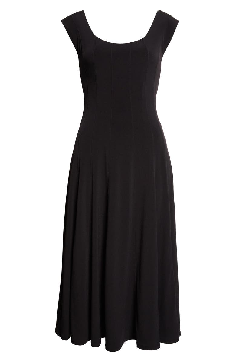 STAUD Flared Midi Dress, Alternate, color, Black