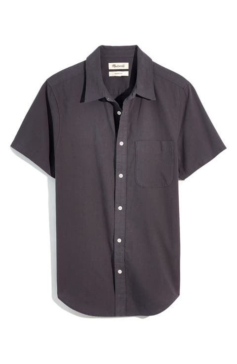 Perfect Crinkle Cotton Short Sleeve Button-Up Shirt