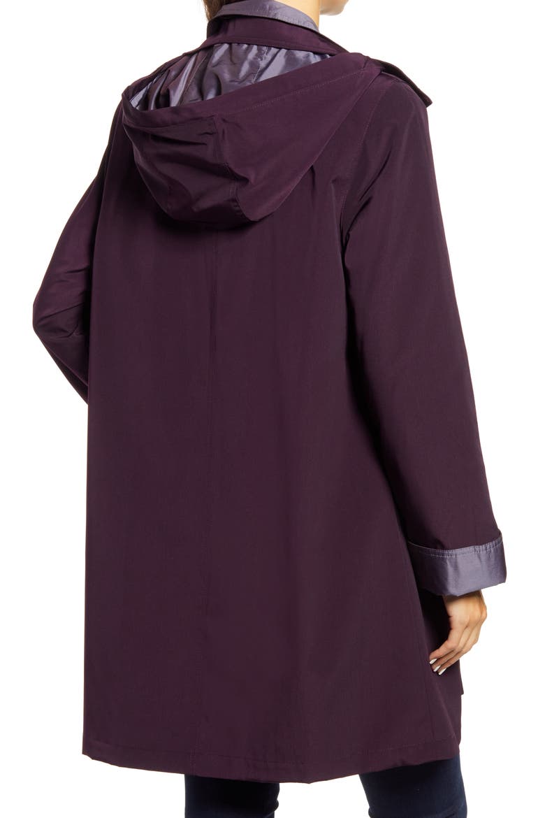 Water Resistant Hooded Rain Jacket, Alternate, color, BLACKBERRY