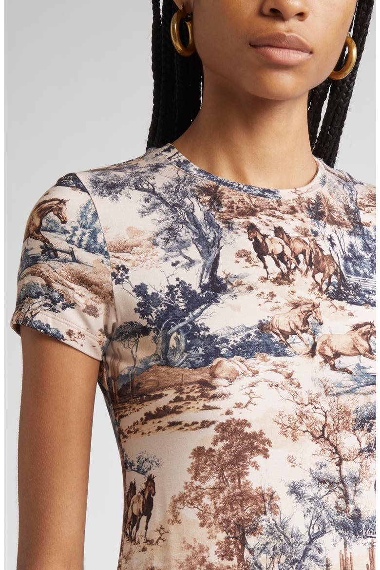 Ressi Western Print Short Sleeve Top, Alternate, color, TAN MULTI WESTERN TOILE