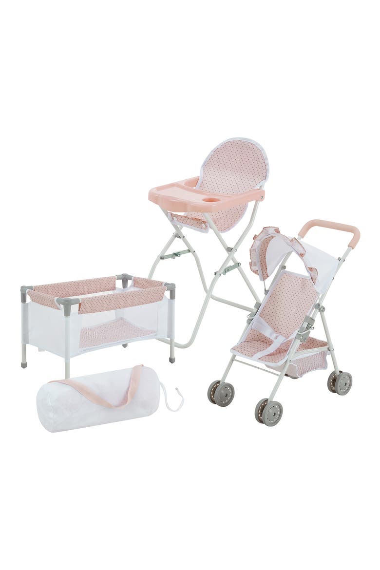 Olivia's Little World Polka Dots Princess 3-in-1 Baby Doll Nursery Set, Main, color, PINK