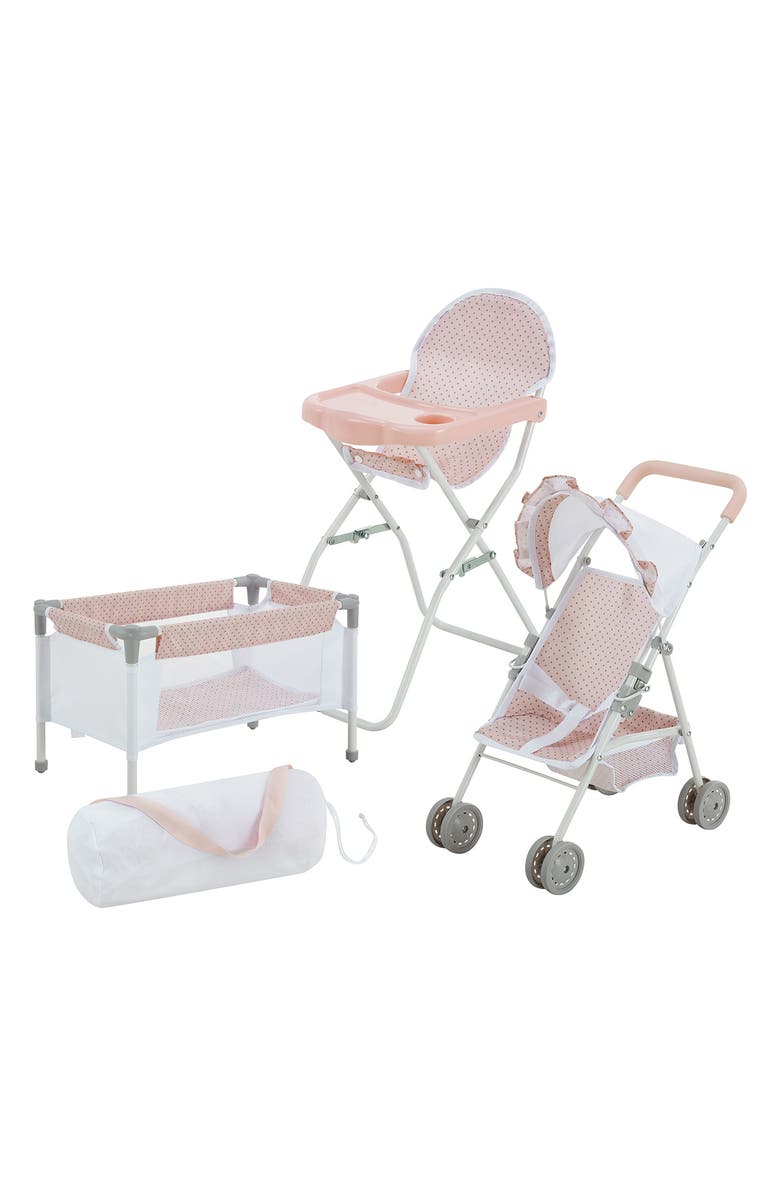 Teamson Kids Olivia's Little World Polka Dots Princess 3-in-1 Baby Doll Nursery Set, Main, color, Pink