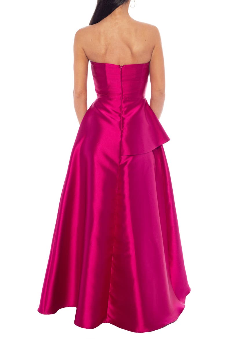 Mikado Strapless Ball Gown with Bow, Alternate, color, FUCHSIA