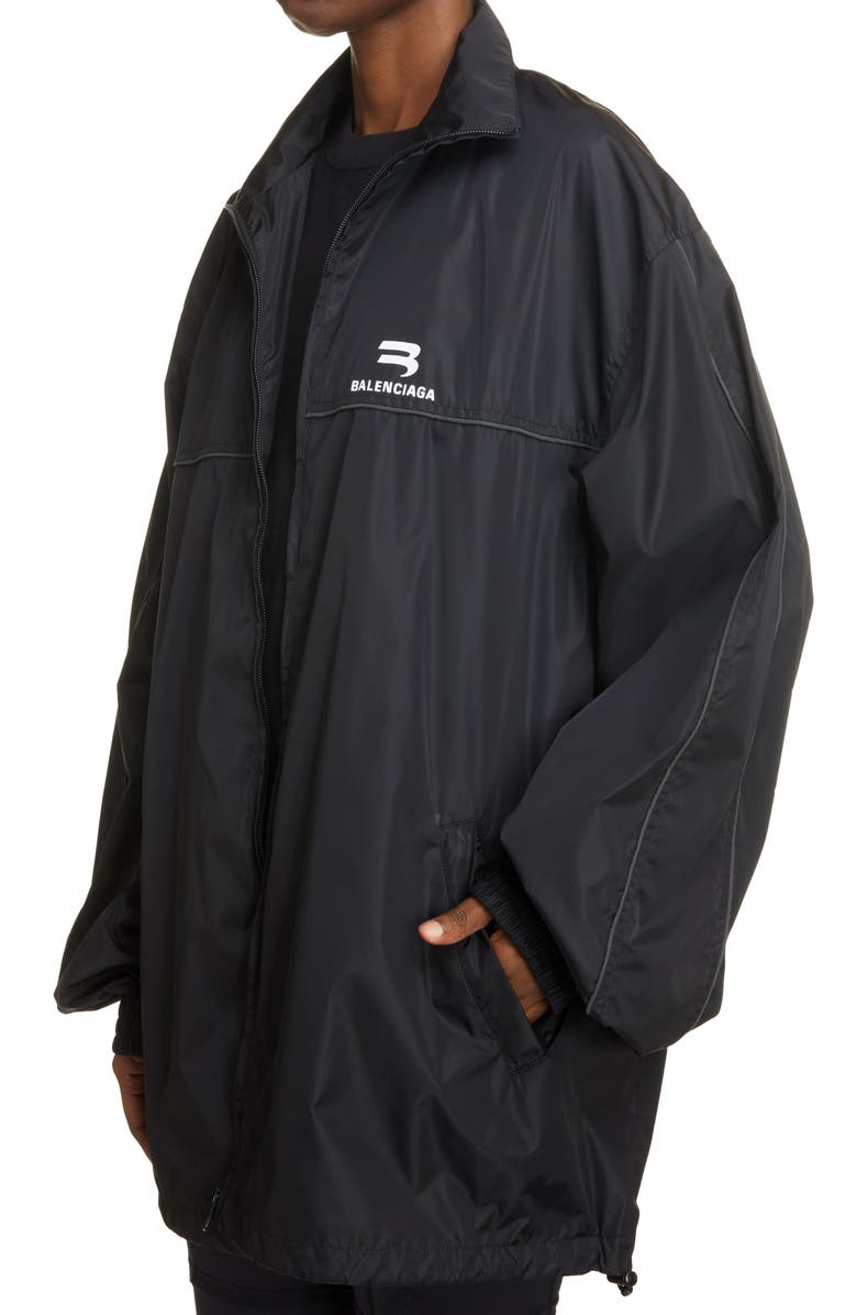 Balenciaga Logo Water Resistant Rain Jacket, Alternate, color,