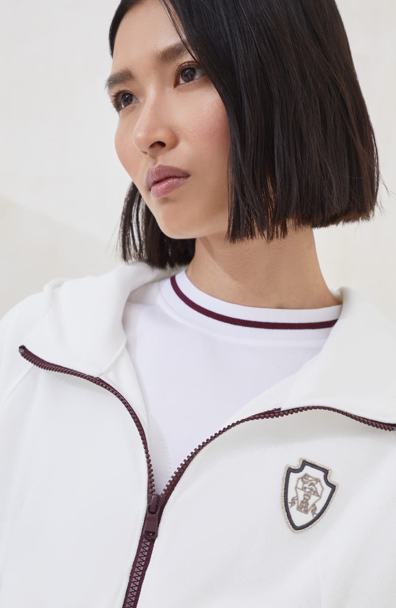 Brunello Cucinelli Pique Sweatshirt with logo, Alternate, color, White