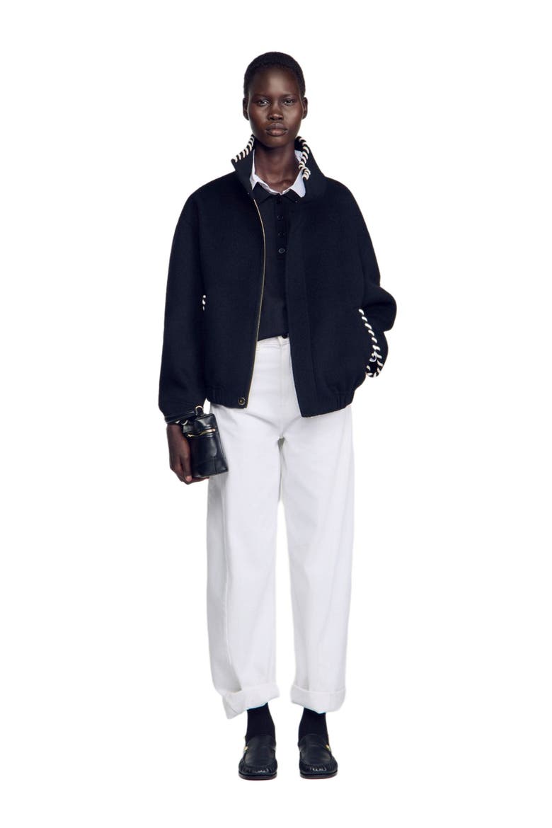 Jacket with topstitched details, Alternate, color, Black