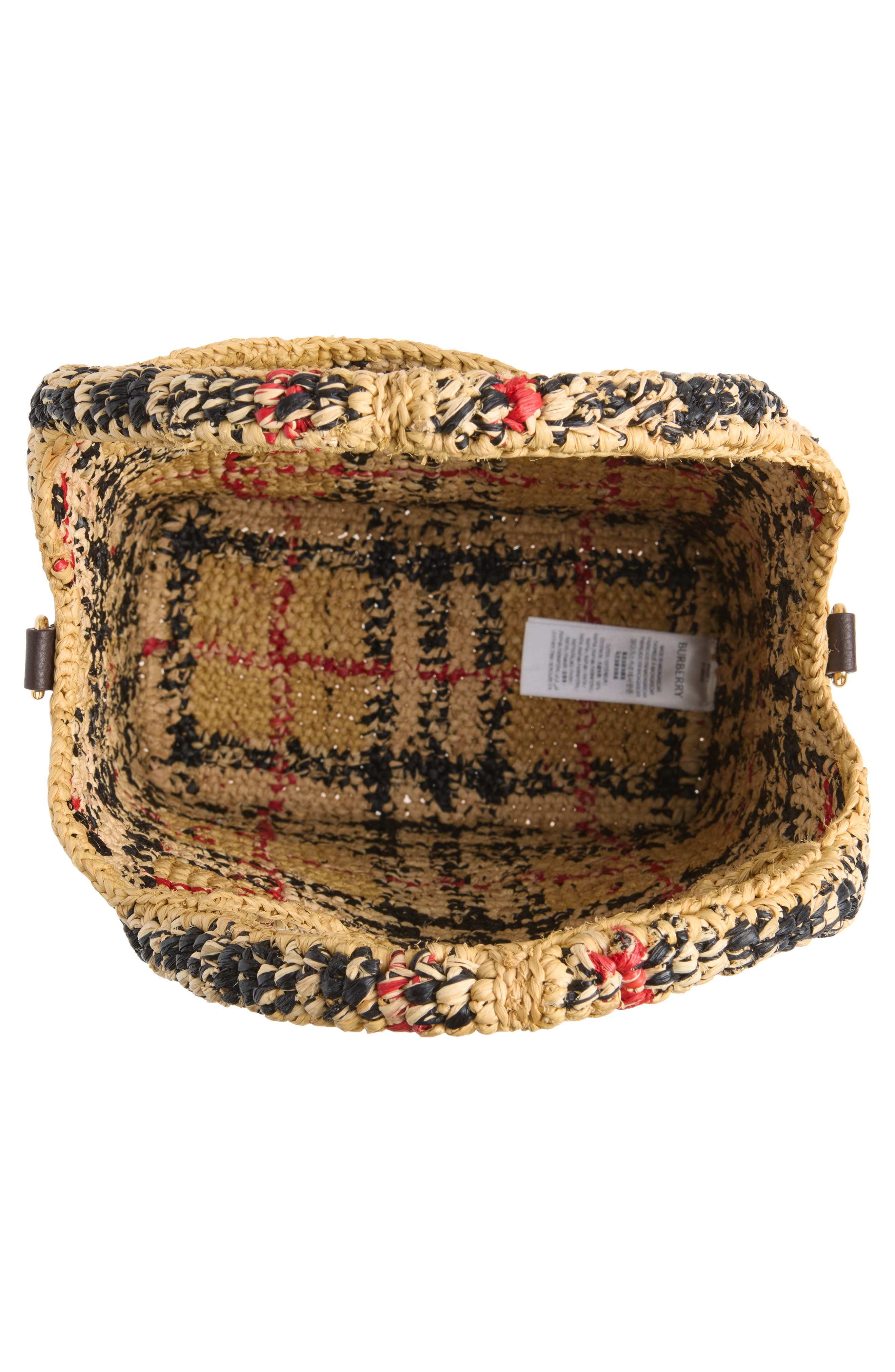 Mini Margate Check Raffia Tote, Alternate, color, SAND
