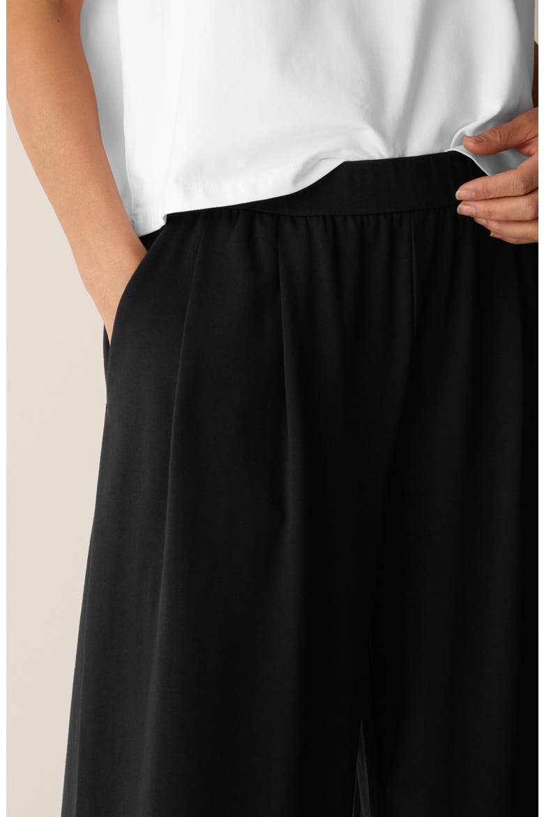 Stretch Organic Cotton Wide Leg Pants, Alternate, color, BLACK
