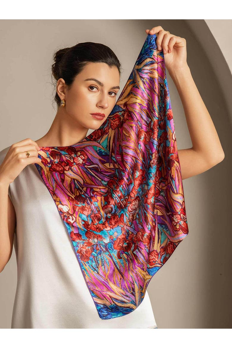 Pure Silk Abstract Square Scarf, Alternate, color, Multi