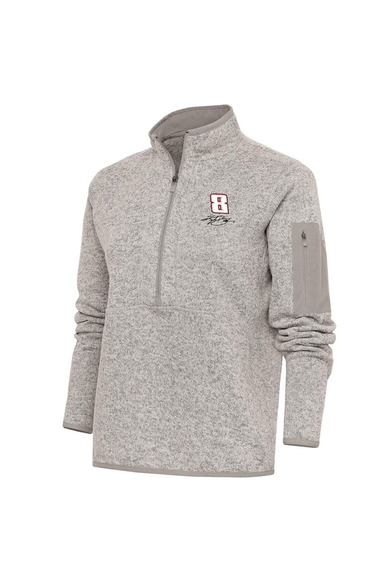 Women's Antigua Oatmeal Kyle Busch Fortune Half-Zip Pullover Sweater, Alternate, color, Oatmeal