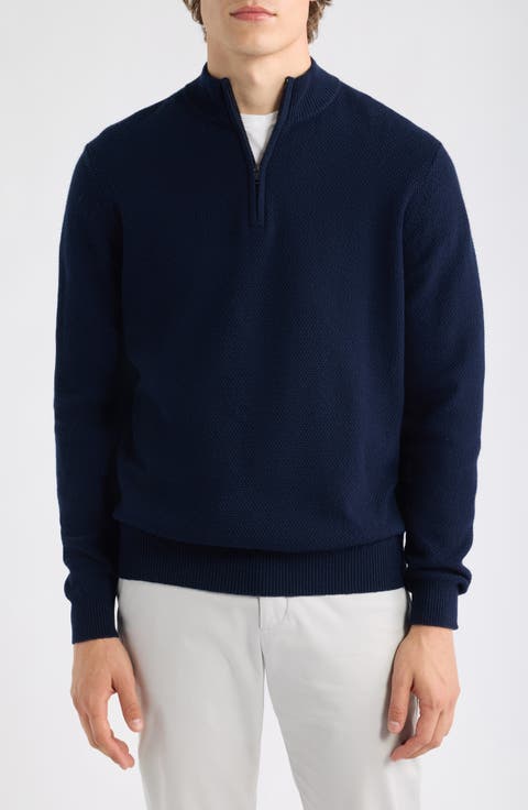 Crescent Texture Quarter Zip Sweater