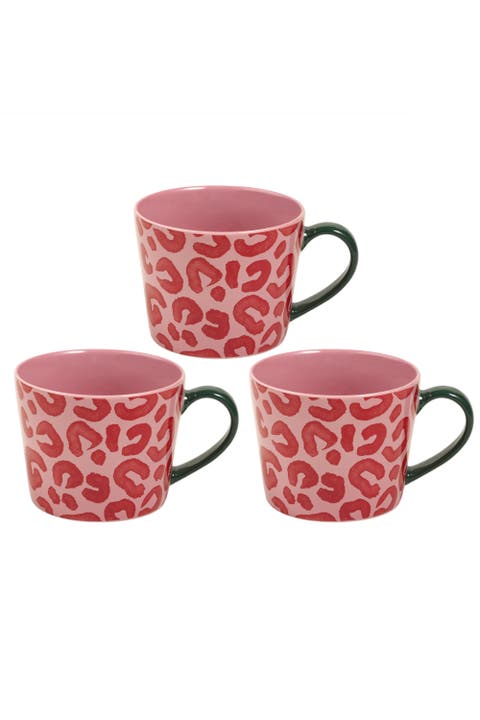 Luohu Porcelain Animal Print Mug 12 oz Set of 3