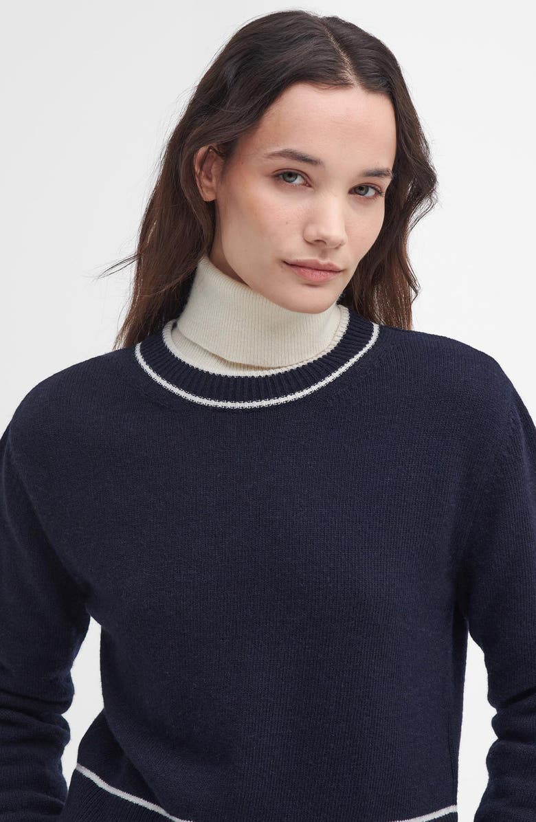 Barbour Rochelle Tipped Crop Wool & Cotton Sweater, Alternate, color, Navy Blue
